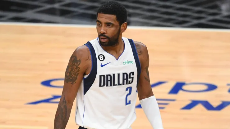 Kyrie Irving looks on during a game between the Dallas Mavericks and the Los Angeles Clippers
