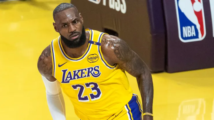 LeBron James 23 runs back down the court after making a shot against the Minnesota Timberwolves
