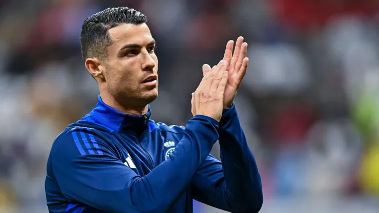 Al Nassr captain Cristiano Ronaldo applauds fans during warm up 
