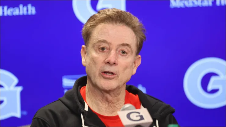 WASHINGTON, D.C. - FEBRUARY 21: St. John s NCAA, College League, USA Men s Basketball Coach, Rick Pitino, apologizes to his players, for his comments this past Sunday, during a press conference, PK, Pressekonferenz at tonight s game against Georgetown at the Capital One Arena in Washington D. C. on February 21, 2024. 
