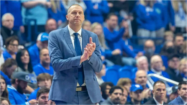 Kentucky head coach Mark Pope watches his team play against Lipscomb on Tuesday night, Nov. 19, 2024, at Rupp Arena in Lexington, Kentucky
