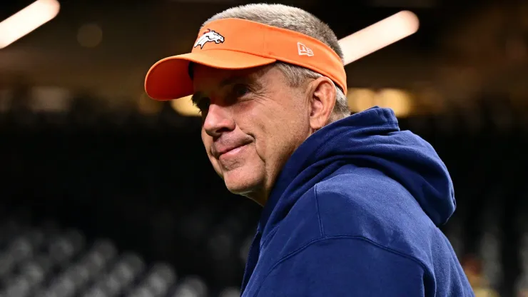 Head coach Sean Payton of the Denver Broncos walks on the sideline prior to a game against the New Orleans Saints at Caesars Superdome on October 17, 2024.
