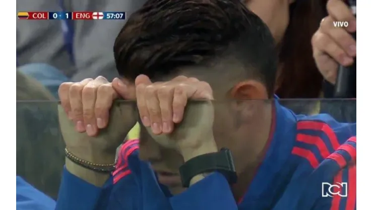 La triste reacción de James Rodríguez luego del gol de Inglaterra