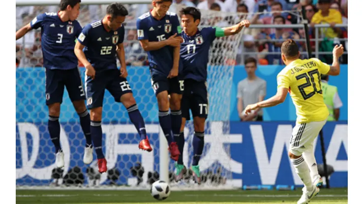 El gran tiro libre de Juan Quintero ante Japón (Foto: Getty)
