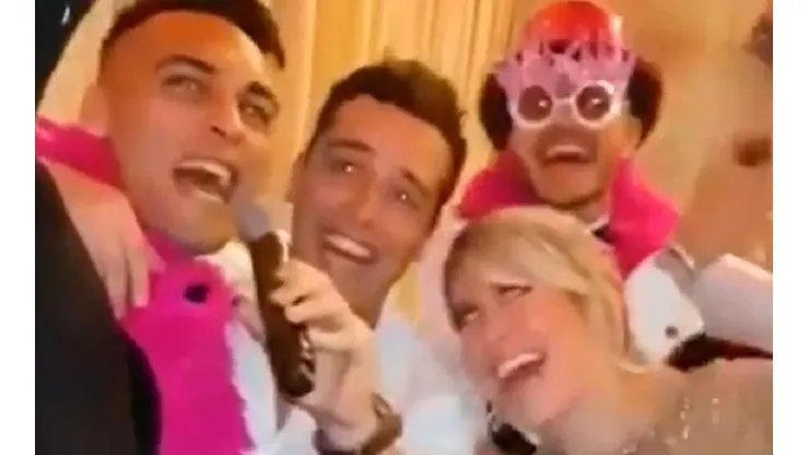 Wanda, Mauro y Lautaro festejando en el cumpleaños.
