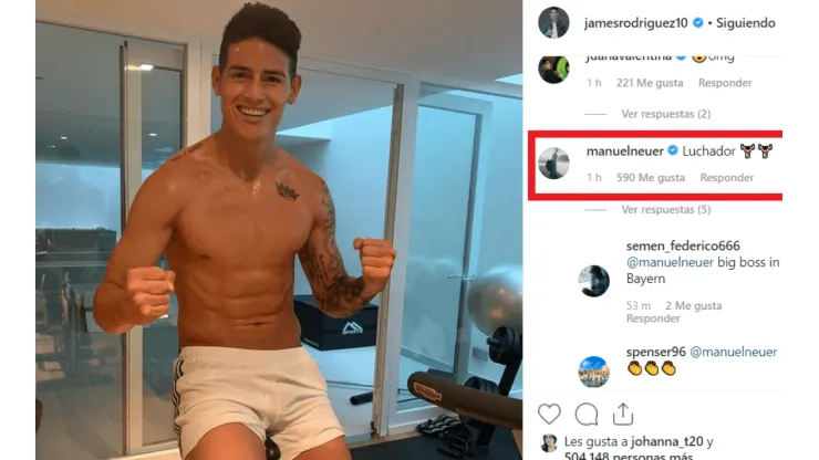 Neuer, el arquero del Bayern, le dice a James en Instagram que es un luchador