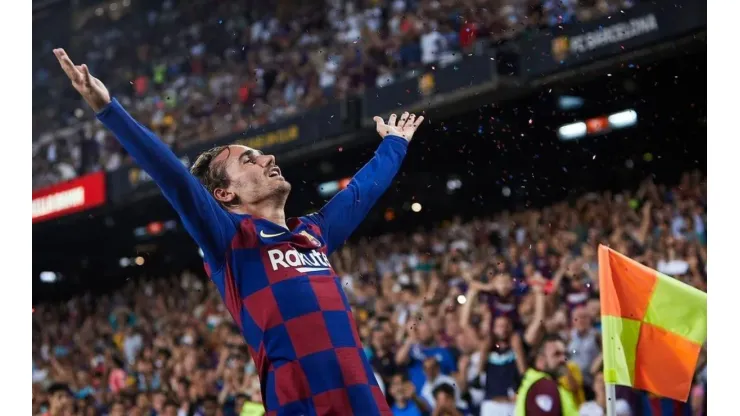 El festejo de Antoine Griezmann en el Camp Nou.
