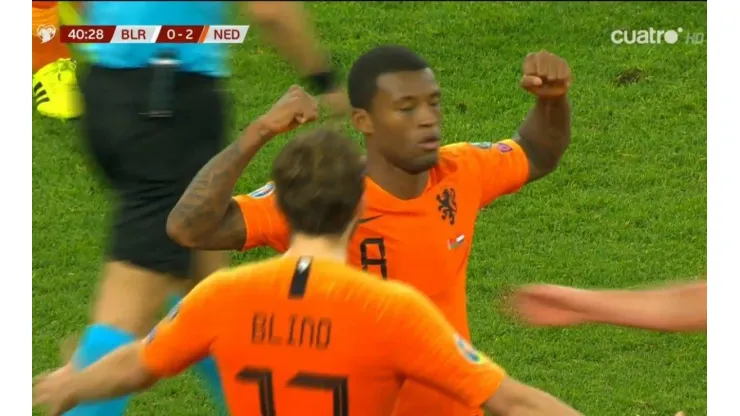 Gol y golazo de Súper Wijnaldum para el triunfo de Holanda ante Bielorrusia