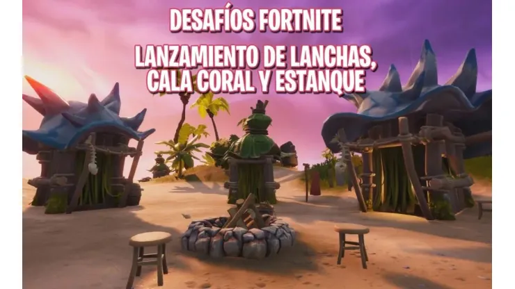 Visita un lanzamiento de Lanchas, Cala Coral y Estanque de Pescados en los Desafíos de Fortnite