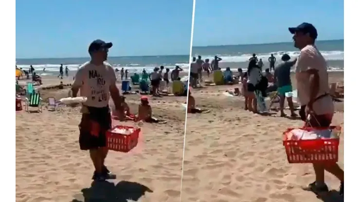 Lo filmaron en la playa vendiendo "la pastafrola del Pity Martínez"