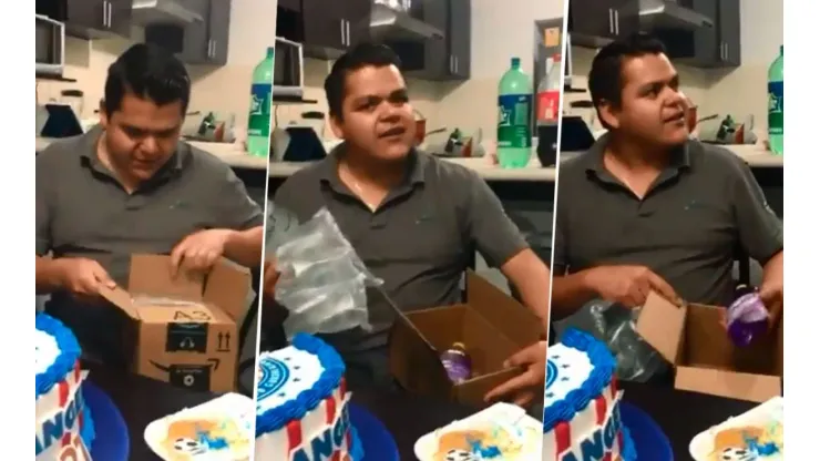 El Chivahermano sacó descubrió decepcionado su regalo de cumpleaños: un Fabuloso.
