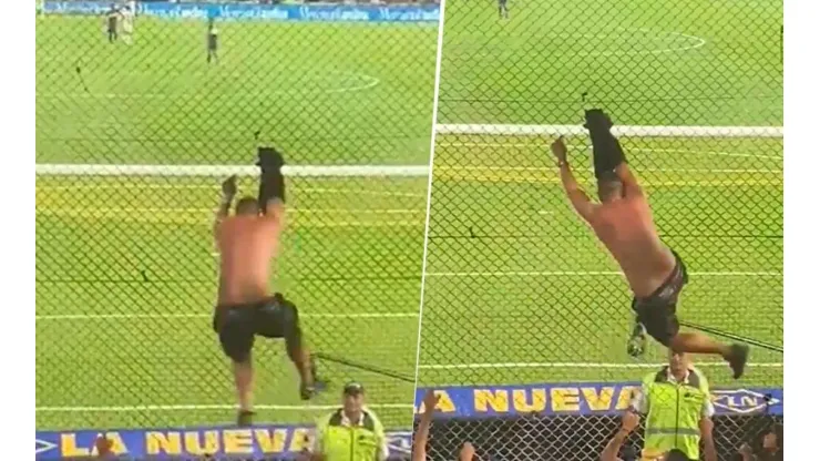 Video: se colgó en el alambrado y bailó al ritmo de la hinchada de Boca