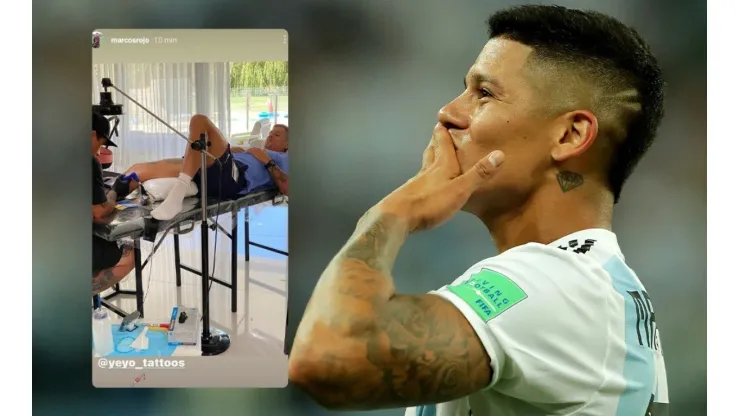 Marcos Rojo se está tatuando al Diego ¿con la de Boca?