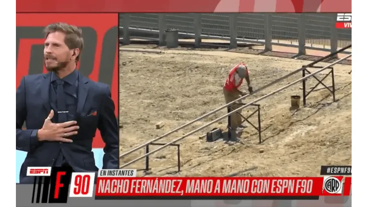 Vignolo paró ESPNF90 al ver a un obrero trabajando con la camiseta de River: "Que aparezca Ponzio"