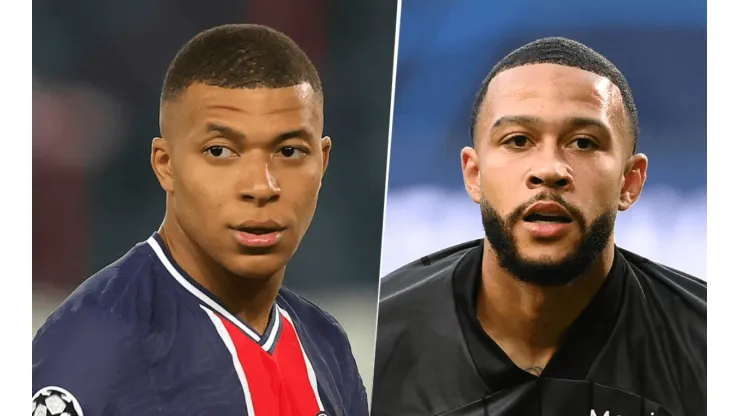 Kylian Mbappé y Memphis Depay los máximos anotadores de la Ligue 1 en la temporada 2020/21 (Fuente: Getty Images)
