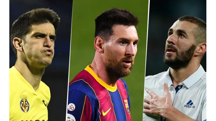 Gerard Moreno, Lionel Messi y Karim Benzema fueron los tres máximos artilleros de La Liga en esta campaña (Fuente: Getty Images)
