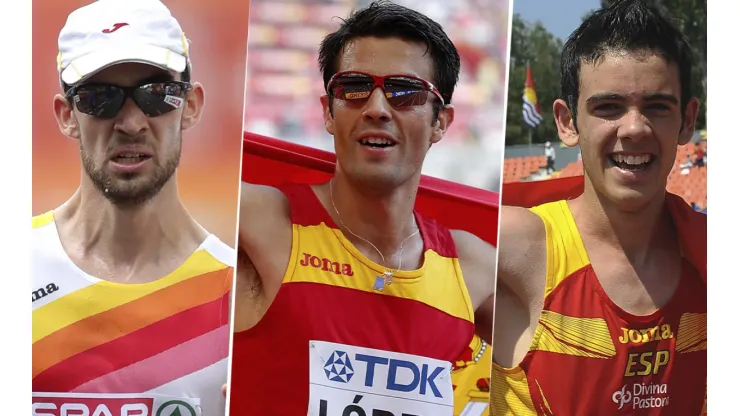 Álvaro Martín, Miguel Ángel López y Diego García, la representación española en los 20 km marcha (Fotos: Getty Images).
