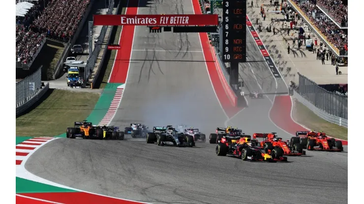 La postal de la recta principal con primera curva del Gran Premio de los Estados Unidos (Foto: Getty Images).
