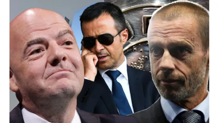 Gianni Infantino, Jorge Mendes y Aleksander Ceferin.
