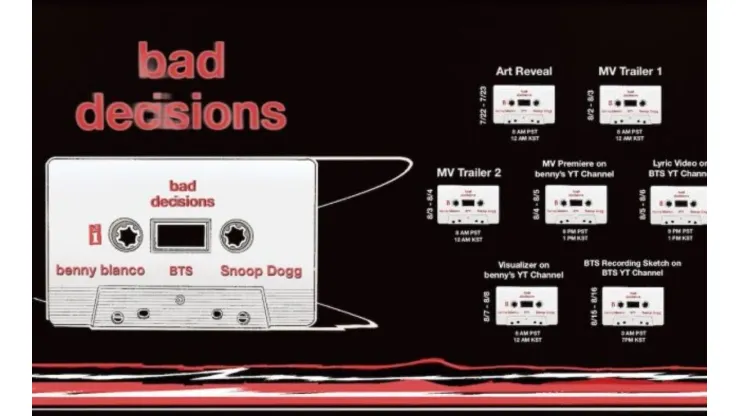 Bad decisions es la la nueva colaboración de BTS junto a Benny Blanco y Snoop Dogg.
