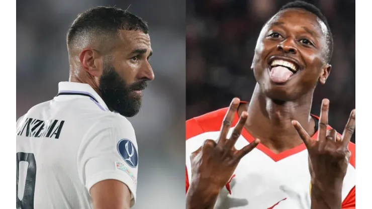 Karim Benzema y Sadiq, las caras del gol en este Almería vs. Real Madrid.
