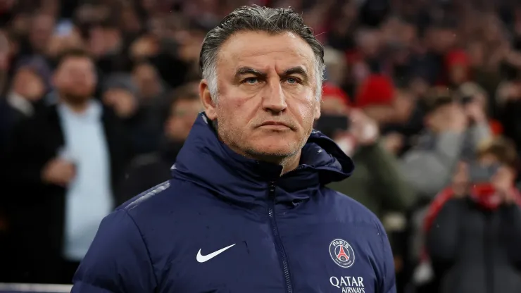 MUNICH, GERMANY - MARCH 08: Christophe Galtier, Manager of Paris Saint-Germain, looks on prior to the UEFA Champions League round of 16 leg two match between FC Bayern München and Paris Saint-Germain at Allianz Arena on March 08, 2023 in Munich, Germany. (Photo by Alex Grimm/Getty Images)
