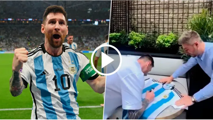 VIDEO | Messi firmó una camiseta de Argentina y le agregó la tercera estrella a mano