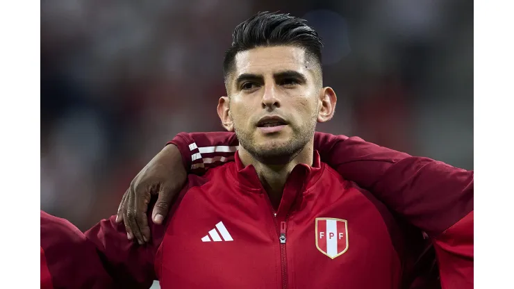 MADRID, SPAIN - MARCH 28: Carlos Zambrano of Peru looks on prior to the international friendly game between Morocco and Peru at Civitas Metropolitan Stadium on March 28, 2023 in Madrid, Spain. (Photo by Alex Caparros/Getty Images)
