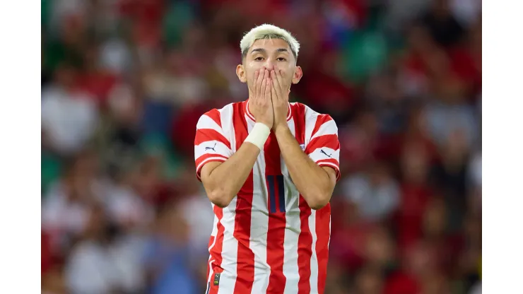 SEVILLE, SPAIN - SEPTEMBER 27: Julio Enci of Paraguay reacts during a friendly match between Paraguay and Morocco at Estadio Benito Villamarin on September 27, 2022 in Seville, Spain. (Photo by Fran Santiago/Getty Images)
