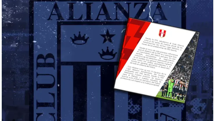 Federación Peruana de Fútbol le dedica enorme carta a Alianza Lima
