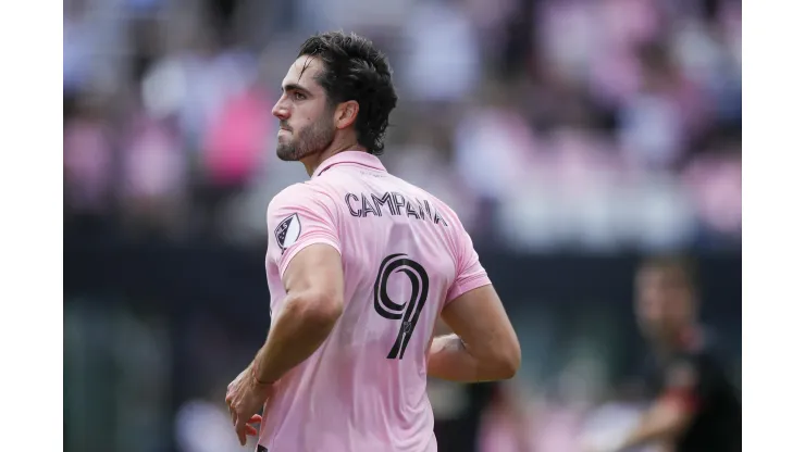 Apr 24, 2022; Fort Lauderdale, Florida, USA; Inter Miami CF forward Leonardo Campana (9) celebrates after scoring in the first half against Atlanta United at DRV PNK Stadium. Mandatory Credit: Sam Navarro-USA TODAY Sports
