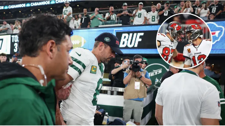 Aaron Rodgers, Tom Brady y Rob Gronkowki
