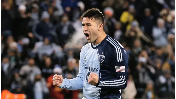 KANSAS CITY, KS - DECEMBER 07:  Claudio Bieler #16 of Sporting KC reacts to scoring a goal during the shootout against of Real Salt Lake in the 2013 MLS Cup at Sporting Park on December 7, 2013 in Kansas City, Kansas.  (Photo by Scott Halleran/Getty Images)
