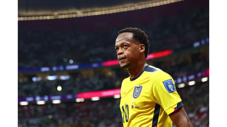 AL KHOR, QATAR - NOVEMBER 20: Romario Ibarra of Ecuador reacts towards fans after being substituted during the FIFA World Cup Qatar 2022 Group A match between Qatar and Ecuador at Al Bayt Stadium on November 20, 2022 in Al Khor, Qatar. (Photo by Francois Nel/Getty Images)
