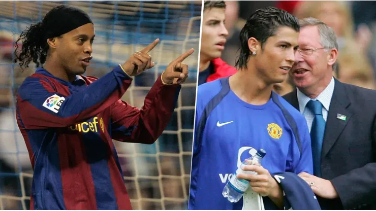 Rio Ferdinand contó que Alex Ferguson, en el Manchester United, prefería a Ronaldinho antes que a Cristiano Ronaldo. Getty Images.
