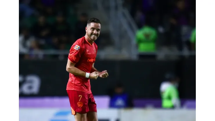 MAZATLAN, MEXICO - FEBRUARY 03: Tomas Molina of Juarez celebrates after scoring the team's second goal during the 5th round match between Mazatlan FC and FC Juarez as part of the Torneo Clausura 2023 Liga MX at Kraken Stadium on February 03, 2023 in Mazatlan, Mexico. (Photo by Sergio Mejia/Getty Images)
