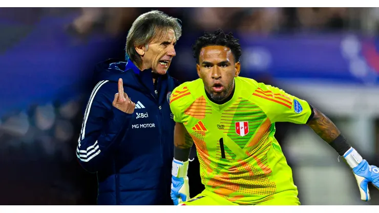 Ricardo Gareca y Pedro Gallese en el Perú vs. Chile por la Copa América 2024.
