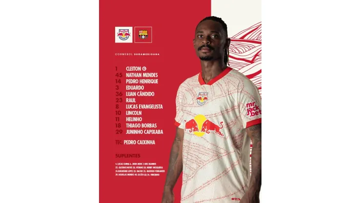 El once de Bragantino ante Barcelona SC (Foto: @RedBullBraga)