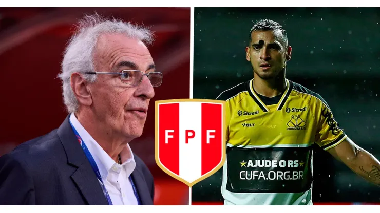 Jorge Fossati, técnico de Perú, y Miguel Trauco, jugador del Criciúma de Brasil.
