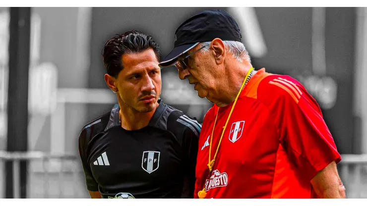 Jorge Fossati y Gianluca Lapadula, técnico y jugador de Perú.
