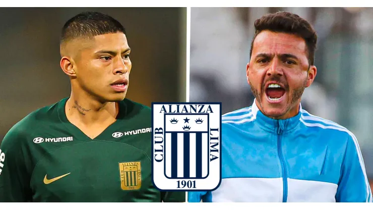 Mariano Soso y Kevin Quevedo, técnico y delantero de Alianza Lima.
