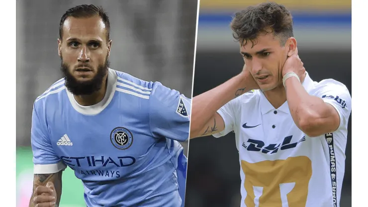 New York City, con Maxime Chanot, y Pumas UNAM, con Juan Dinenno, se enfrentarán por la Leagues Cup. (Fotos: Getty Images).
