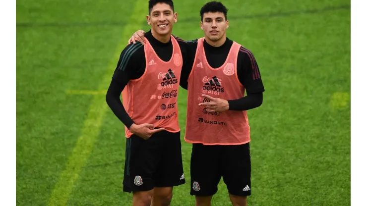 Edson y Sánchez en un entrenamiento con la Selección Mexicana.
