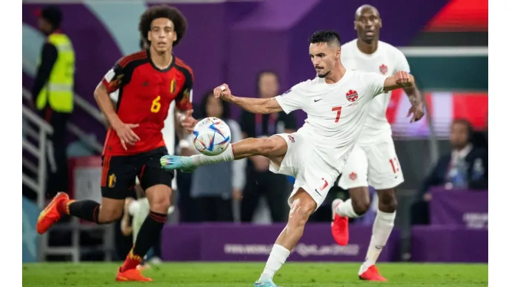 221123 Stephen Eustaquio of Canada during the FIFA World Cup, WM, Weltmeisterschaft, Fussball 2022 football match betwe
