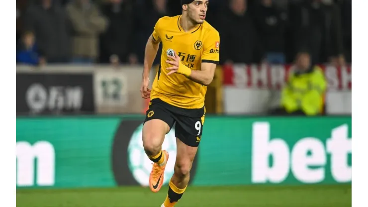 Premier League Wolverhampton Wanderers v Leeds United Raul Jimenez 9 of Wolverhampton Wanderers during the game Copyrigh
