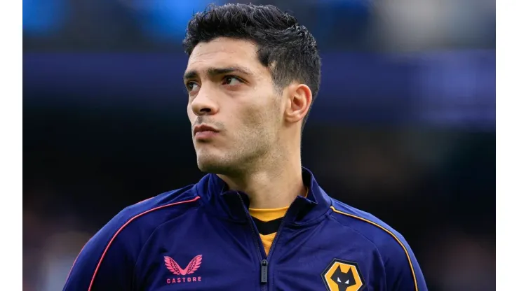 Premier League Manchester City v Wolverhampton Wanderers Raul Jimenez 9 of Wolverhampton Wanderers lines up ahead of the
