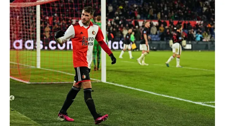 KNVB Beker: Feyenoord v NEC Nijmegen Rotterdam - Santiago Gimenez of Feyenoord scores the 3-3 during the match between F
