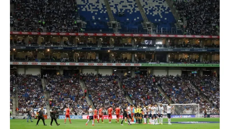 La tribuna del estadio BBVA en el partido Monterrey contra Juárez.
