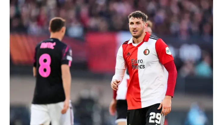 UEFA Europa League quarter final: Feyenoord v AS Roma Rotterdam - Santiago Gimenez of Feyenoord during the match between
