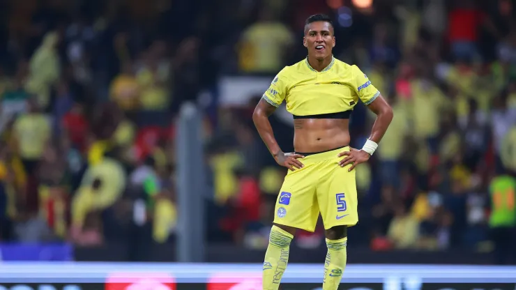 MEXICO CITY, MEXICO &#8211; OCTOBER 22: Pedro Aquino of America reacts during the semifinal second leg match between America and Touca as part of the Torneo Apertura 2022 Liga MX at Azteca on October 22, 2022 in Mexico City, Mexico. (Photo by Hector Vivas/Getty Images)
